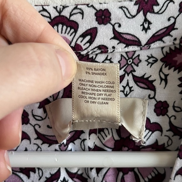 Loft Purple and White Floral Tie Waist Dress Size XS - Picture 9 of 9